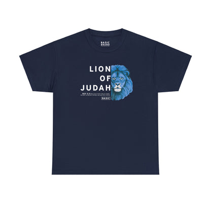 Unisex B.A.S.I.C "Lion of Judah" White Text Tee Shirt