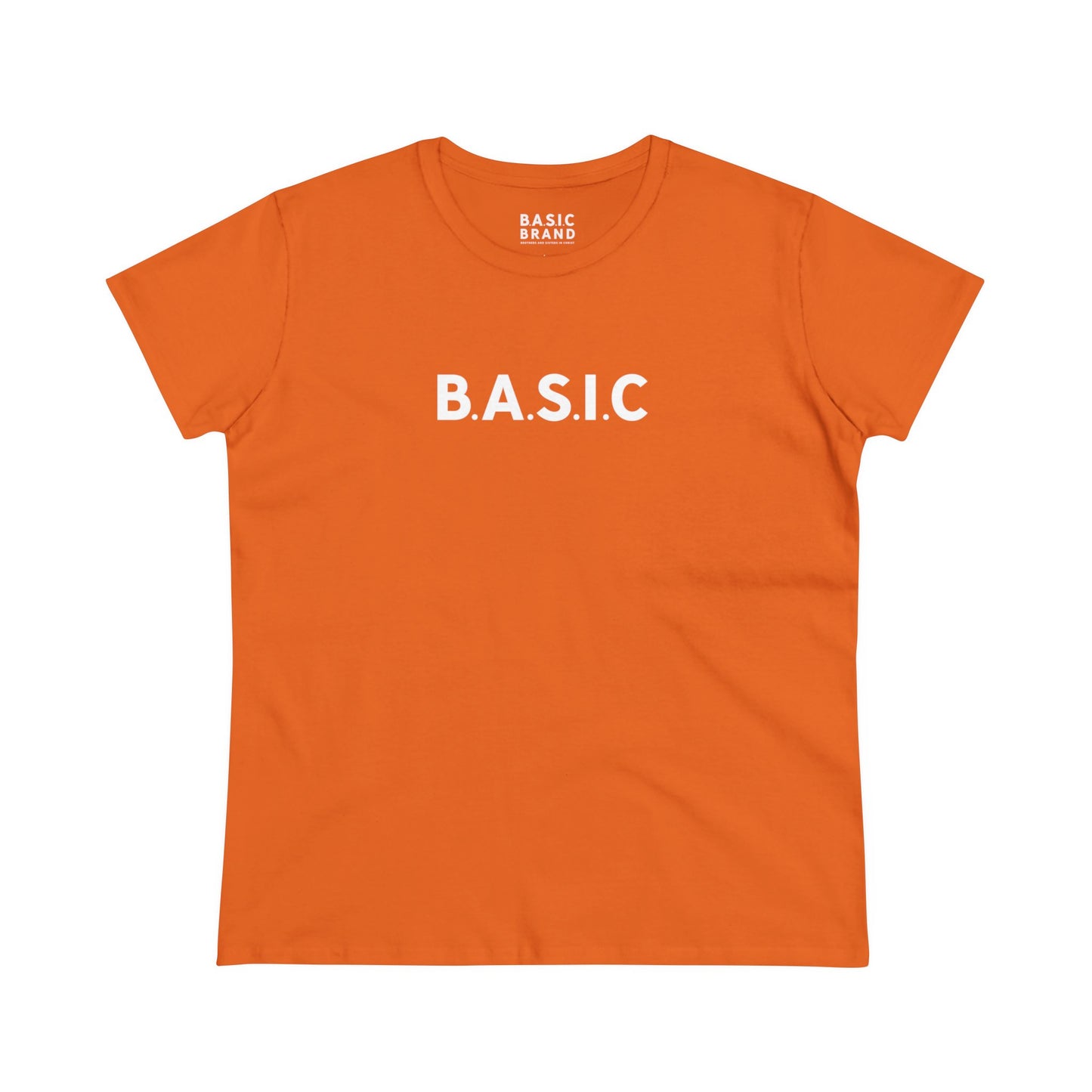 Women's B.A.S.I.C "Medium Sized Logo" White Font Tee Shirt