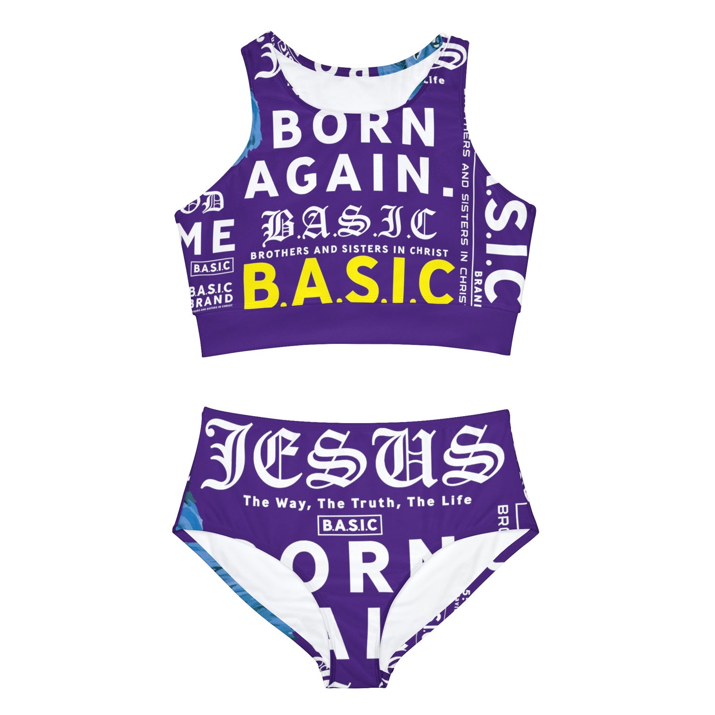 B.A.S.I.C Sporty Bikini Set (AOP) PURPLE