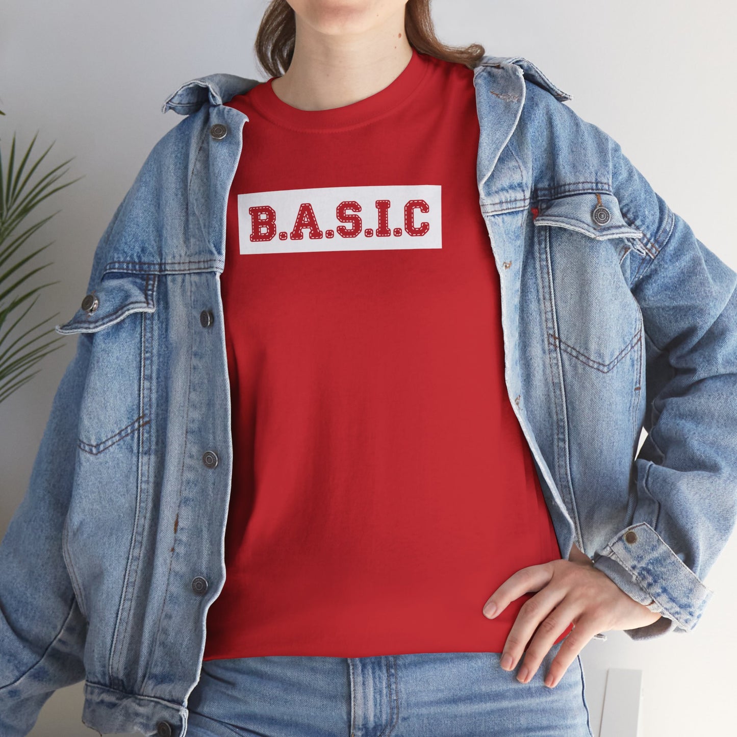 Unisex B.A.S.I.C "Stitched White Logo" T Shirt