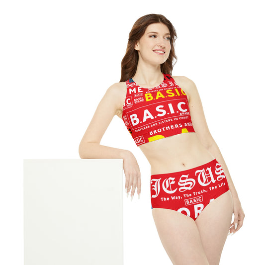 B.A.S.I.C Sporty Bikini Set (AOP) RED