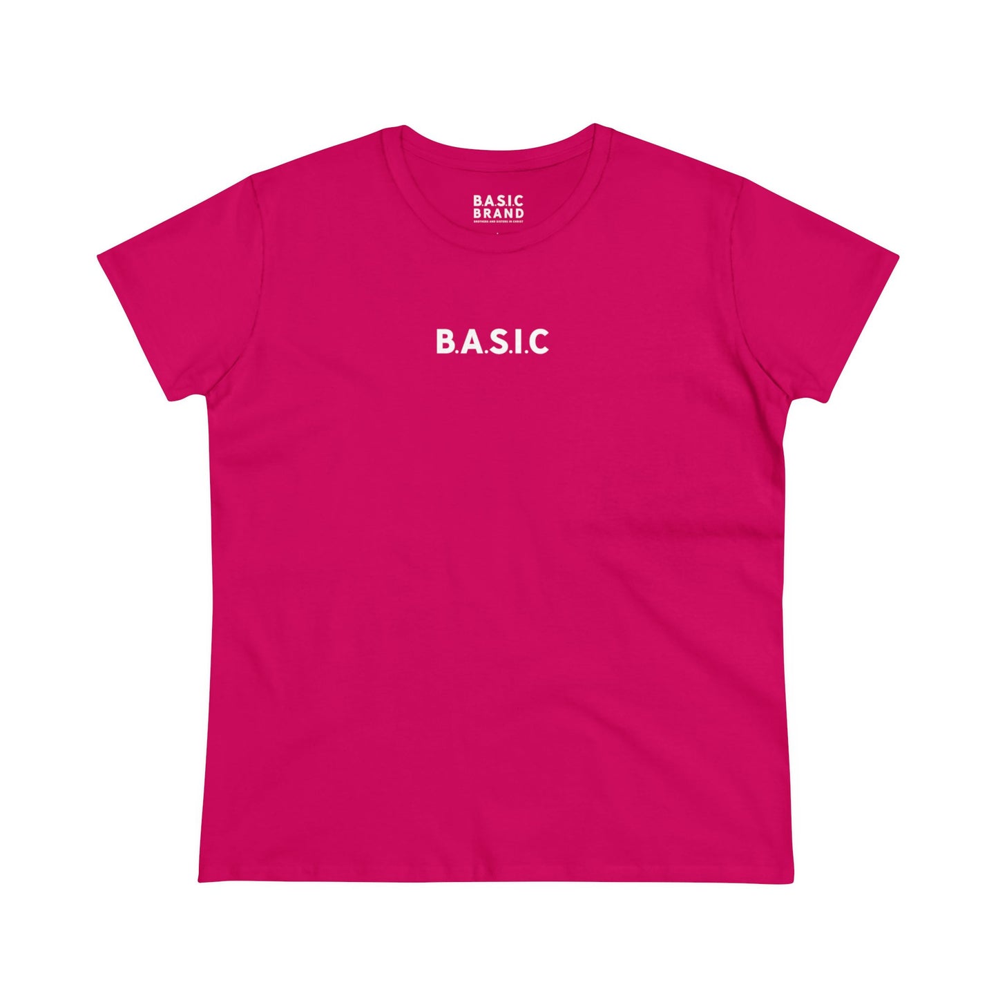 Women's B.A.S.I.C "Small Sized Logo" White Font Tee Shirt